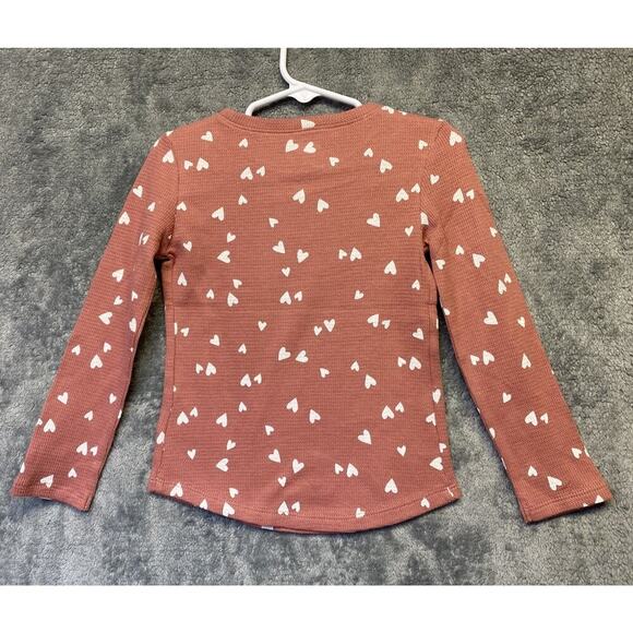 Gap Toddler Girls Mauve/White Heart Print Long Sleeve Henley Size 3T NWOT - Picture 3 of 6